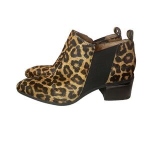 Franco Sarto Leopard Print Arden Point Toe Ankle Booties Camel Hair